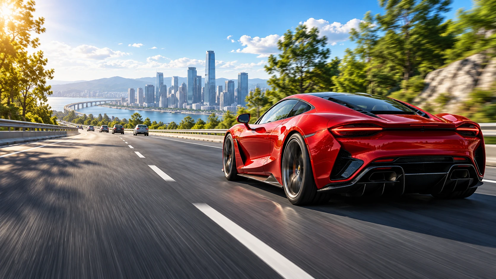 Daylight Run cover artwork: a red sports car on a sunlit highway